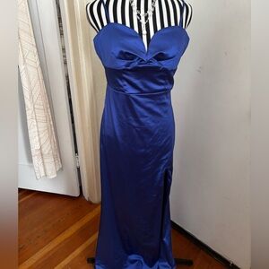 Homecoming Princess Costume Chic Strapless Blue Satin JR Holiday Maxi Dress LRG